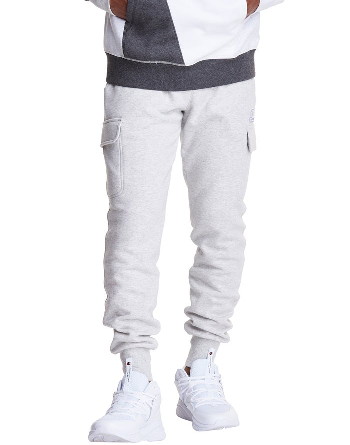 Champion Classic Fleece Cargo White Joggers Mens - South Africa EBAQSG693